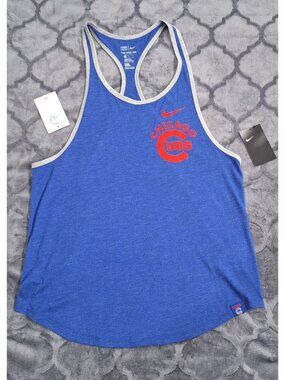 Nike MLB Chicago Cubs Womens Racerback Tank Top Tee Size M Blue/Gray